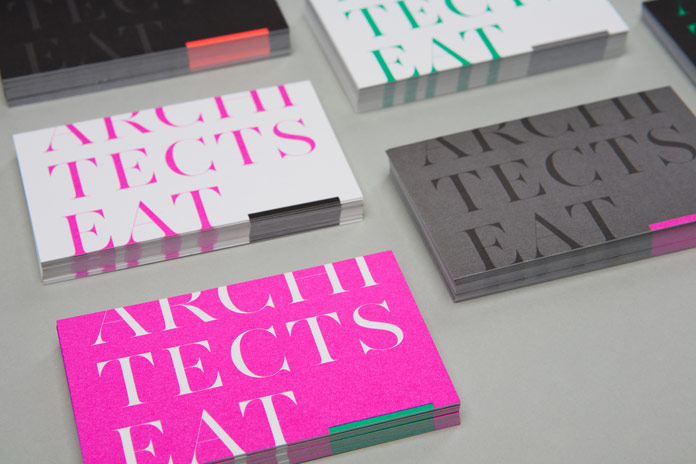 Close up of the business cards.