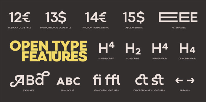 Open type features. Open type features.