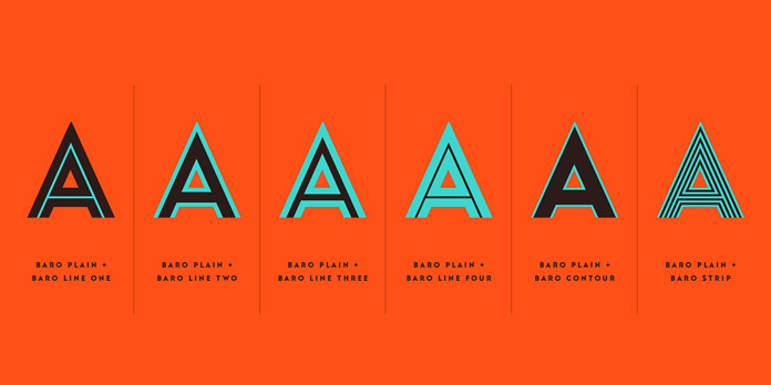 Seven all-caps sans serif fonts.