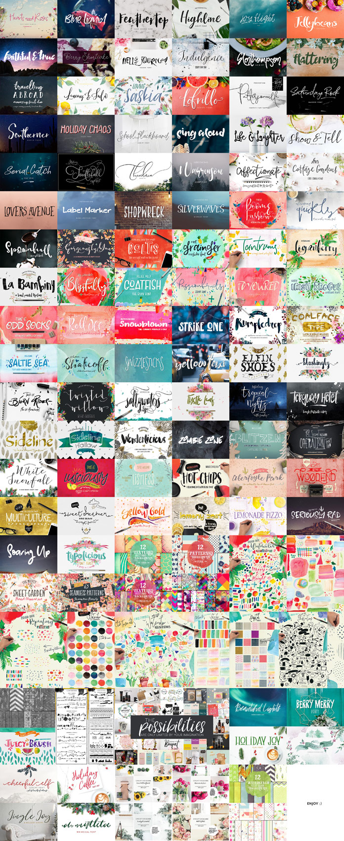 Over 100 Fonts and 2000 Graphics from Creativeqube Design Studio