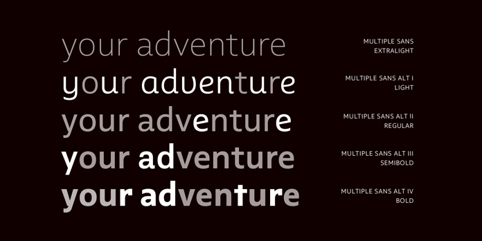 Multiple fonts from Latinotype - The sans subfamily comes with various alternative styles