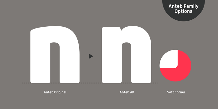 Anteb font family - Original vs alternative version Anteb font family - Original vs alternative version