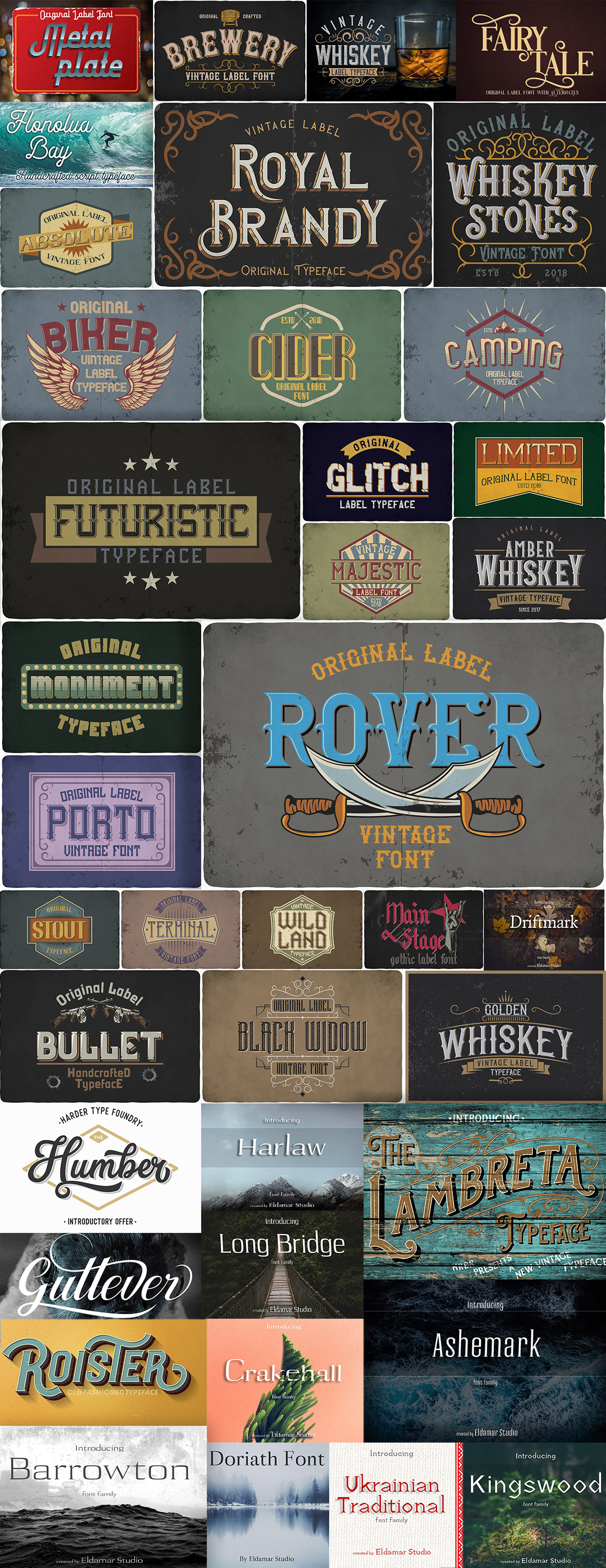 Vintage Fonts Bundle - overview