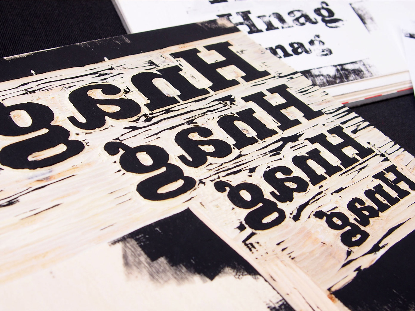 Testing different sizes on a wooden printing plate