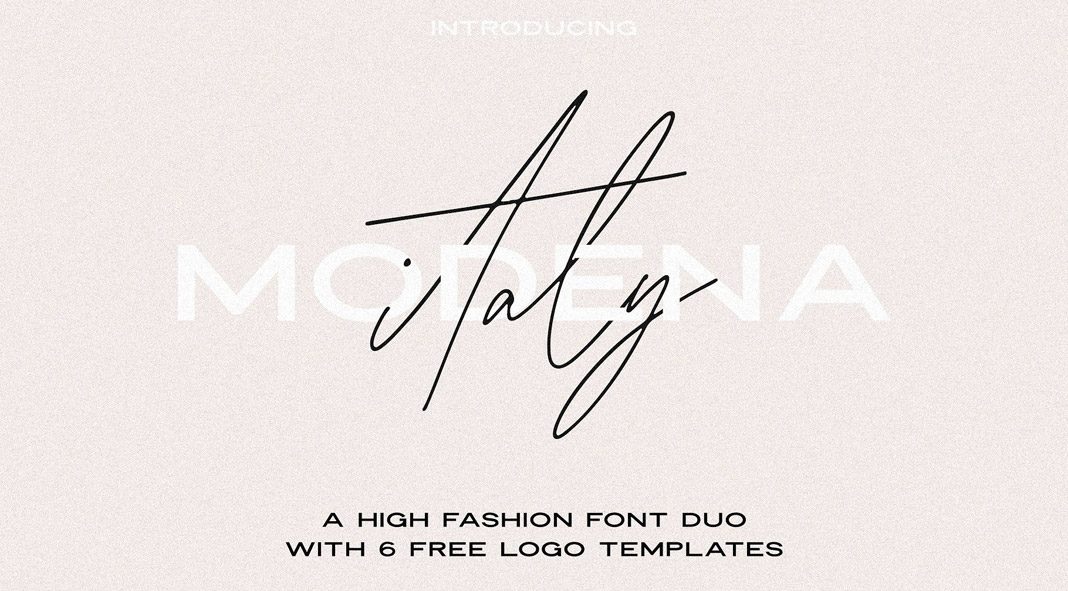 Modena font duo with 6 free logos