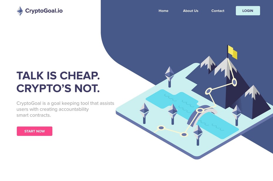 Website layout for CryptoGoal.io