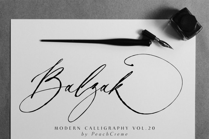 Balzak font - organic calligraphy by Gulya Ju of studio PeachCreme