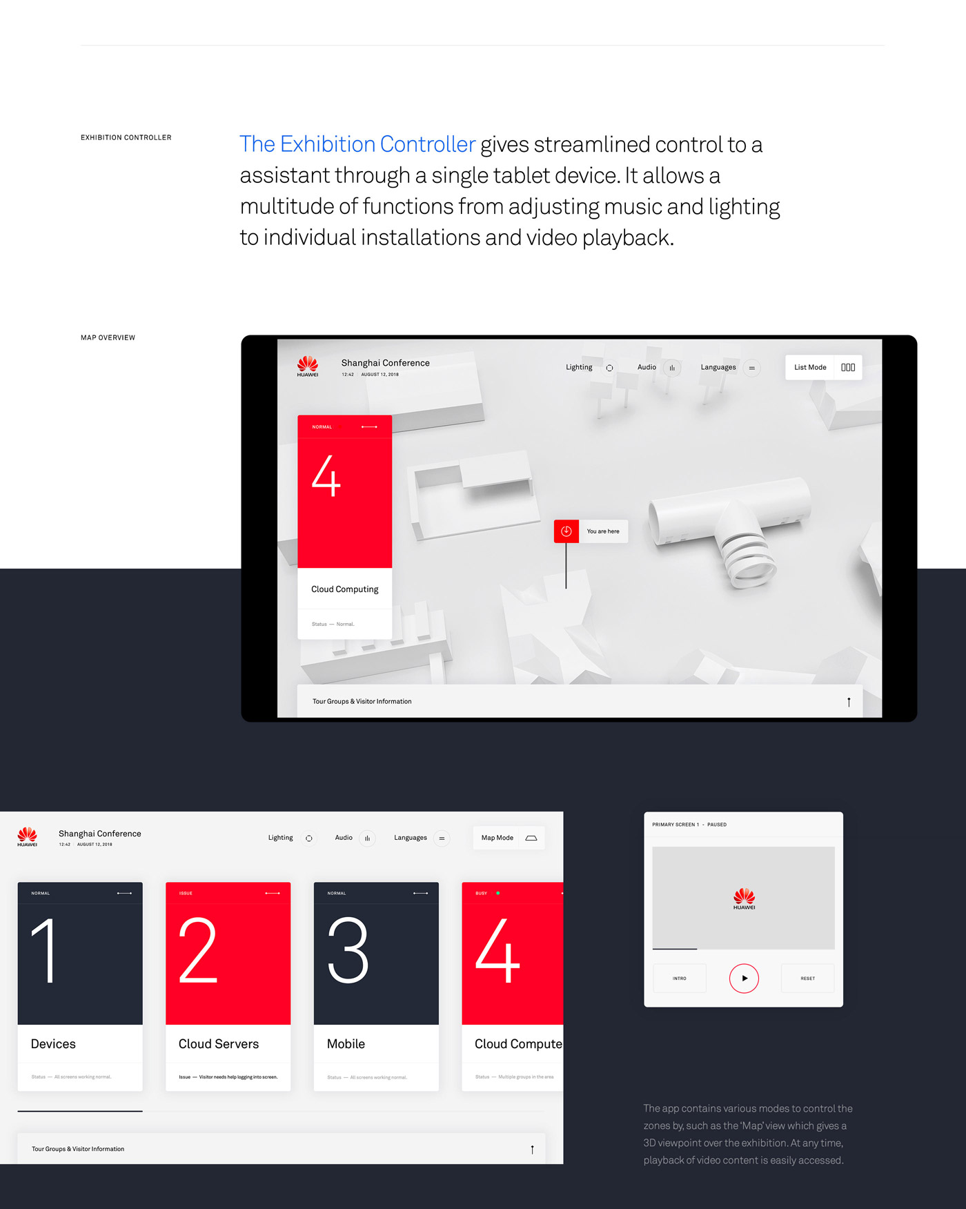 Huawei Exhibition UI design concept by Marcus Brown.