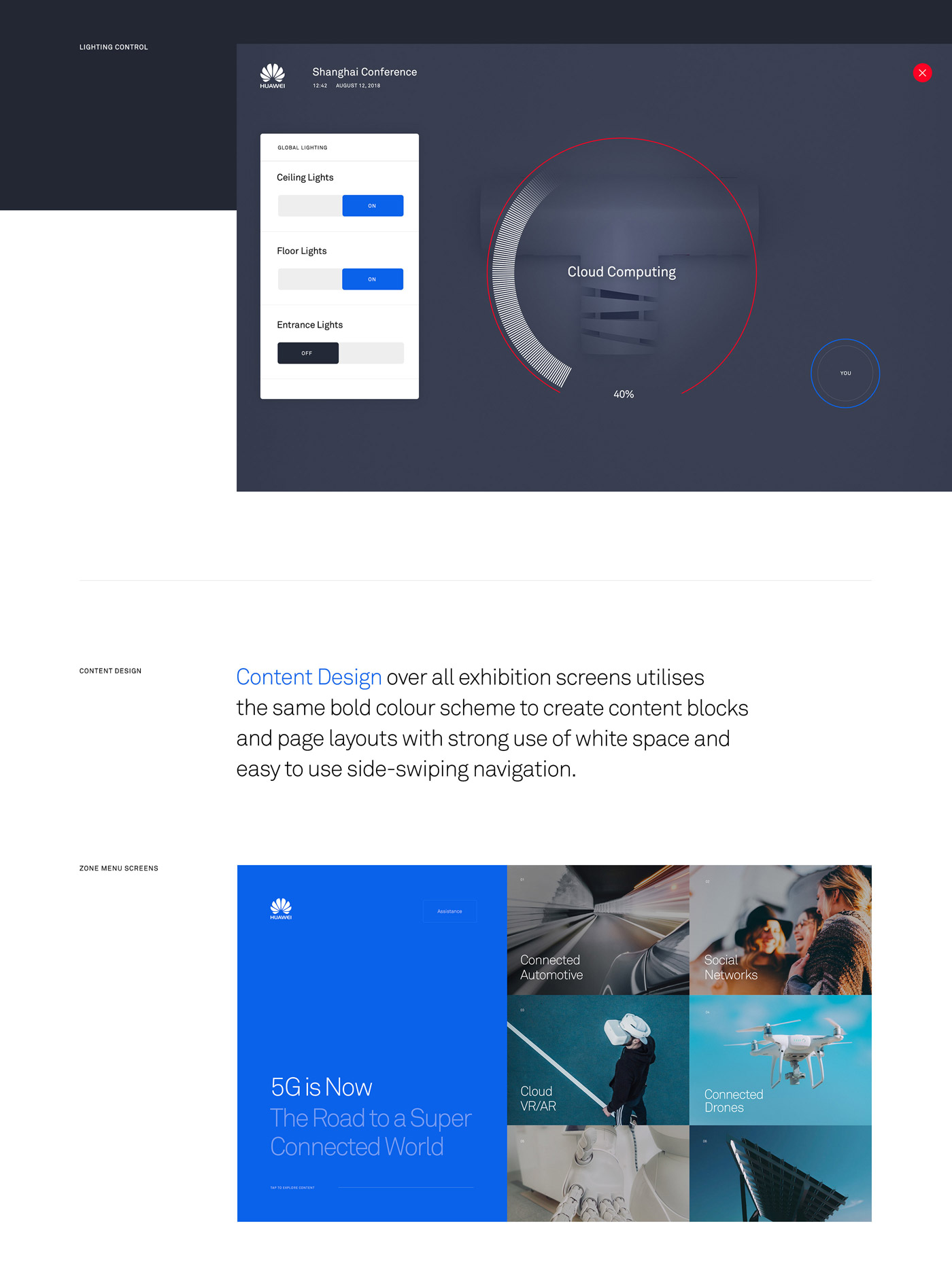 Huawei Exhibition UI design concept by Marcus Brown.