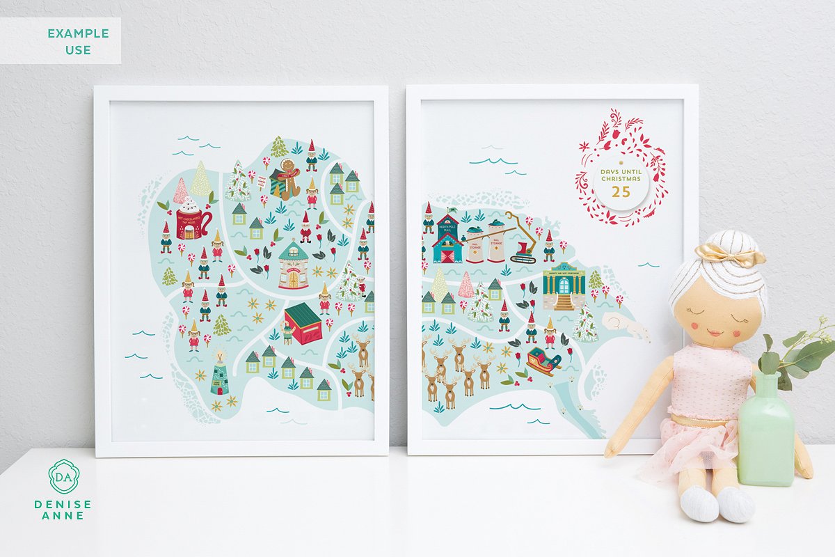 Christmas map prints