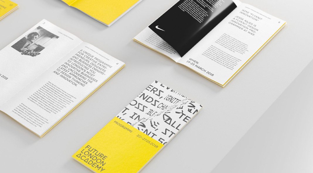Future London Academy rebranding by ONY agency in collaboration with Michael Wolff and Oliver St John