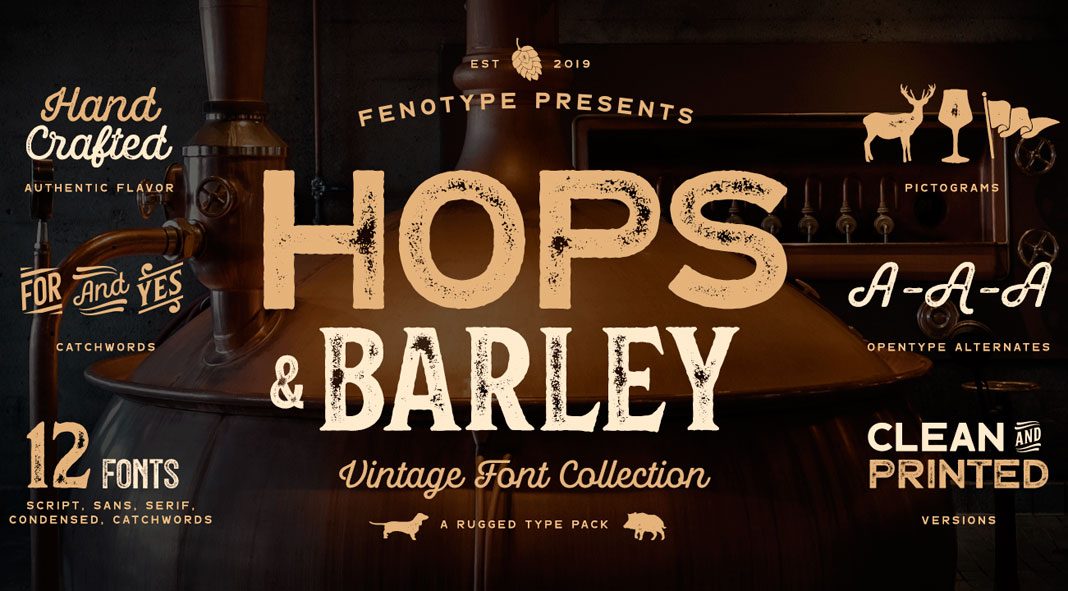 Hops And Barley font family from Fenotype