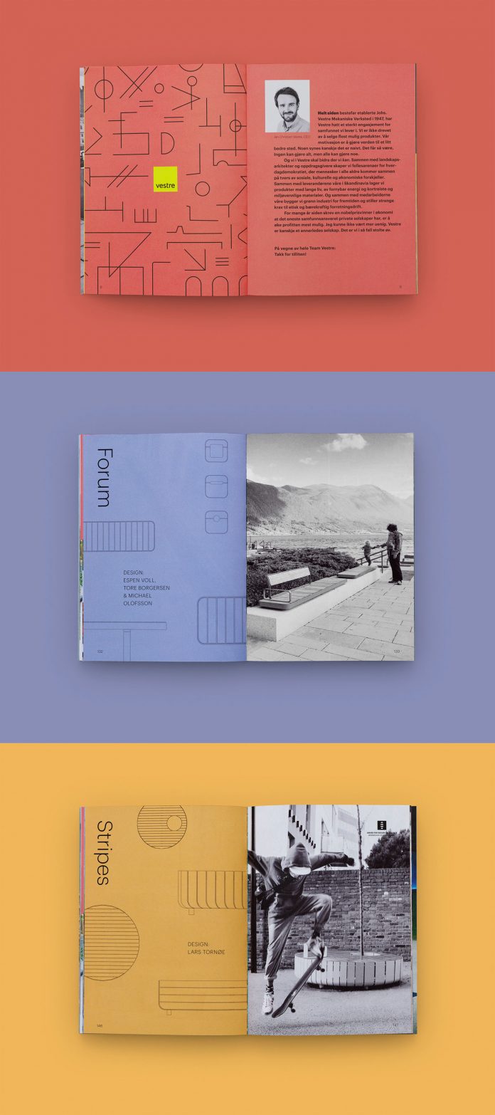 Concept, graphic design, art direction, cover and layout by Tank Design for Vestre Product Catalog 2019.