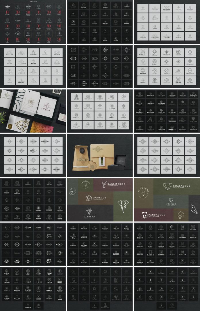 600 professional logo templates for Adobe Illustrator and Photoshop