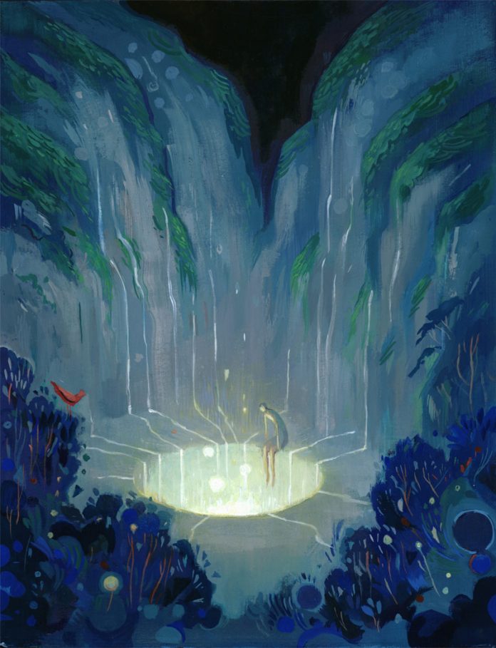 Pool of Light, Acrylic and gouache on paper