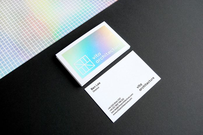 Business cards with a glossy finishing in dazzling colors