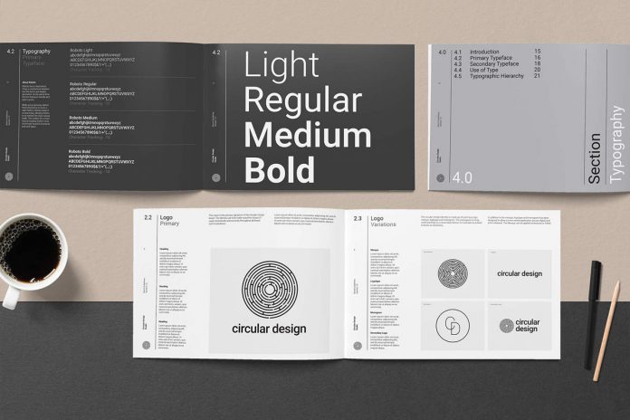 Minimalist brand guidelines template.