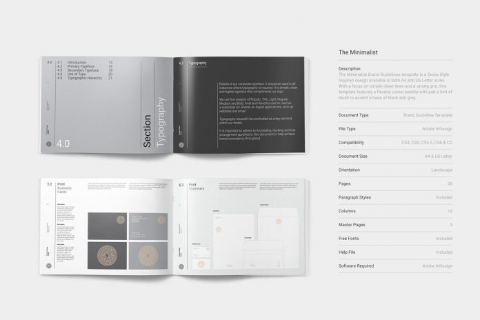 Minimalist brand guidelines template.