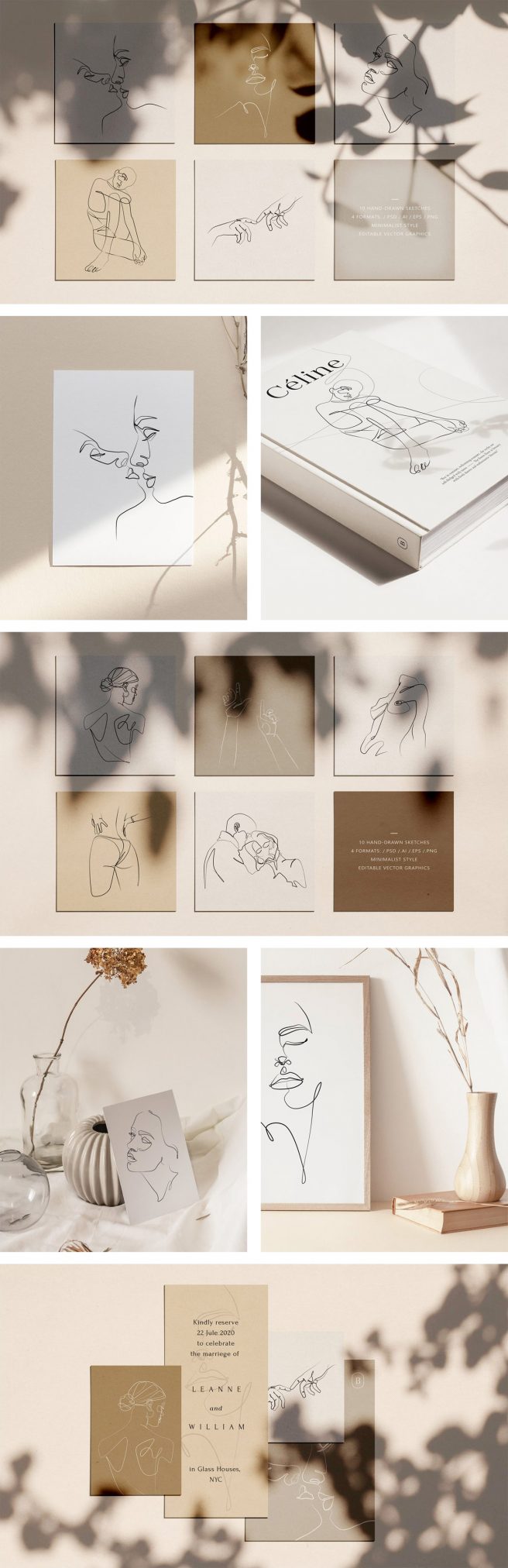 Elegant one line sketches by William Hansen.