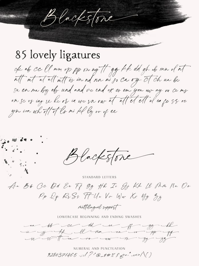 Blackstone font by PeachCreme studio.