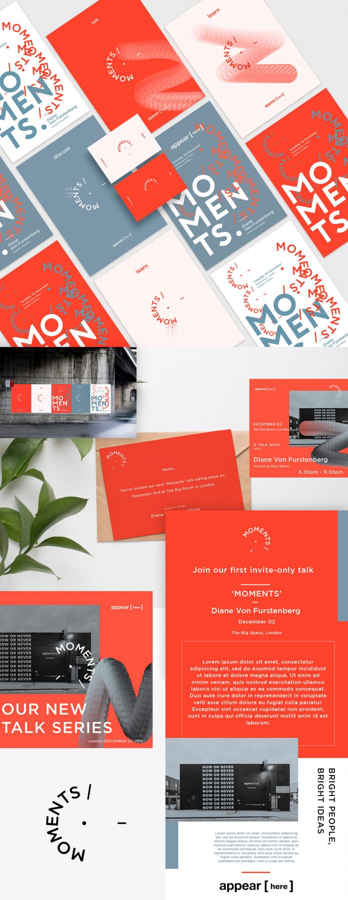 Branding and graphic design by NOANCE Studio for Moments by Appear Here.