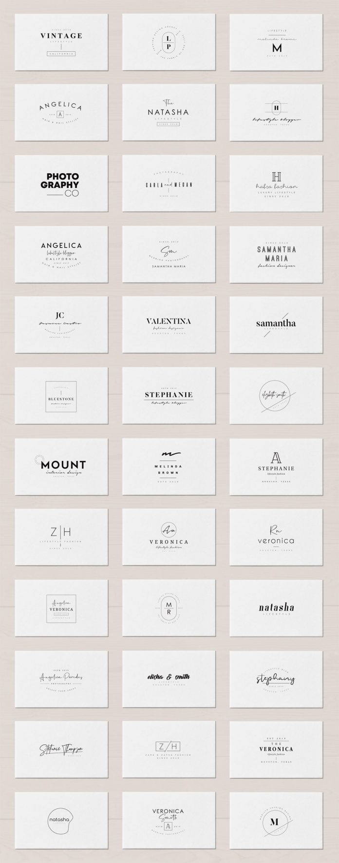 Some of the 200 minimal logo templates.
