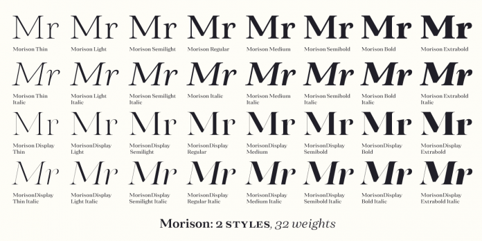 The Morison font family by foundry Fenotype.