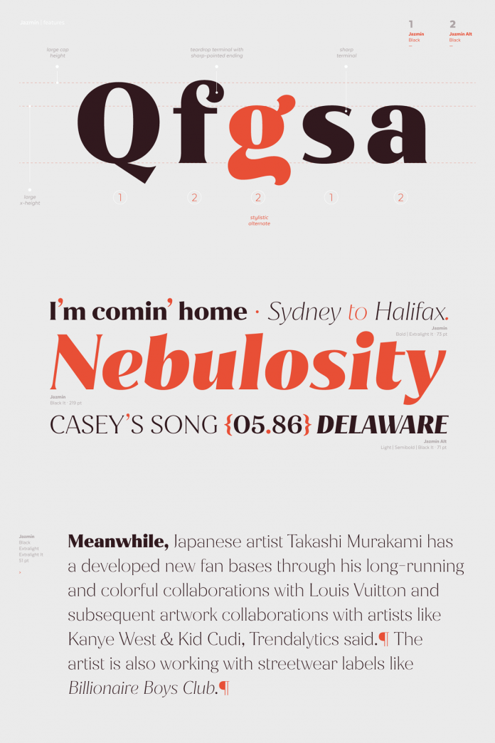 Jazmín font family from Latinotype