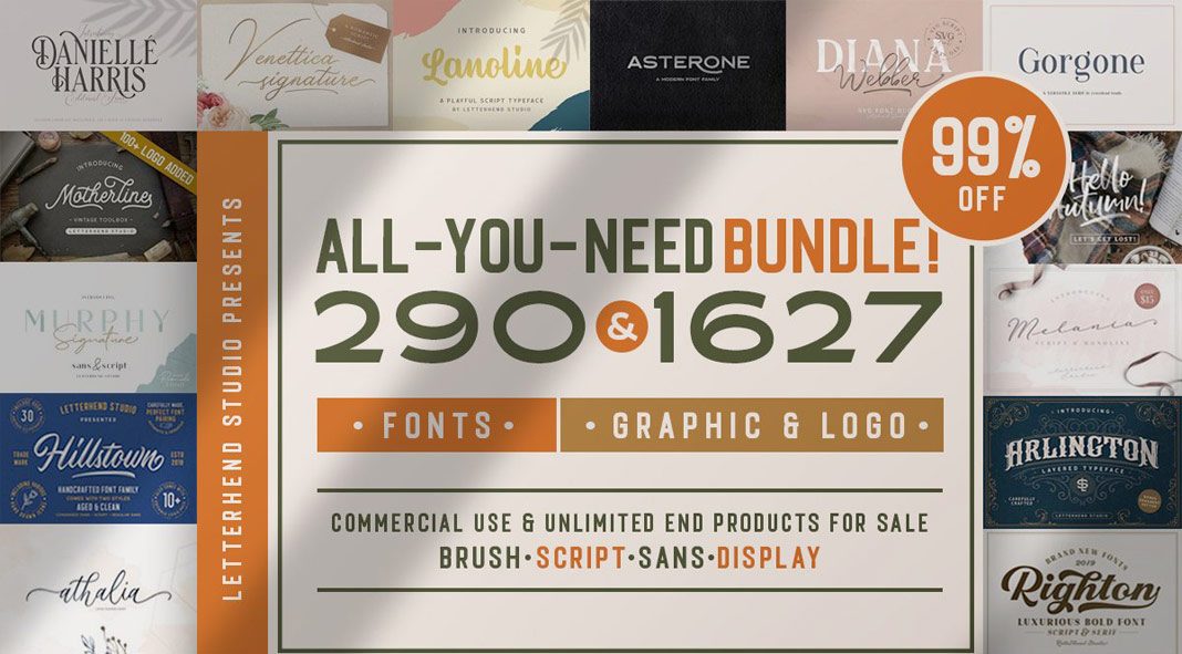 Big fonts and logos bundle from Letterhend Studio