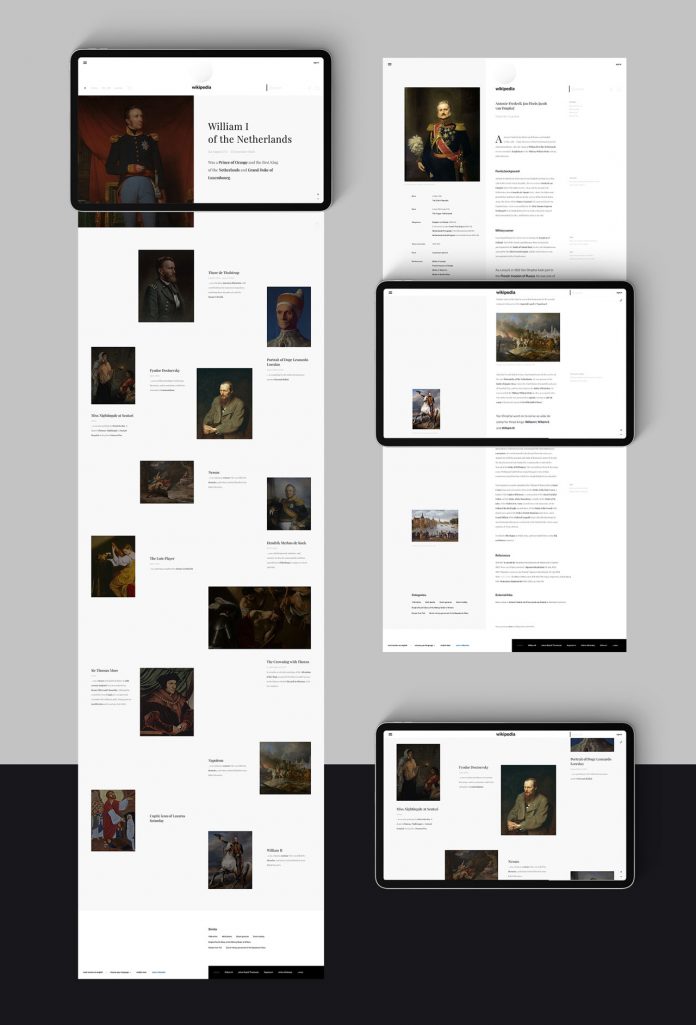 Minimalist redesign concept of Wikipedia created by studio AGIMA