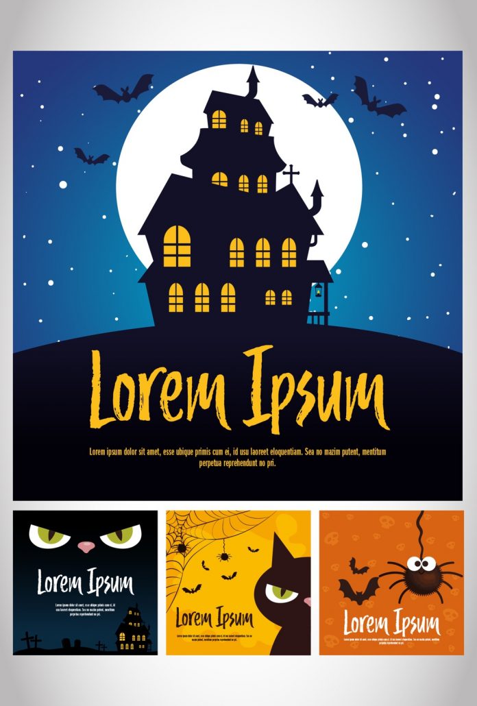 Square Illustrated Halloween Banner Layouts from Gstudio Templates