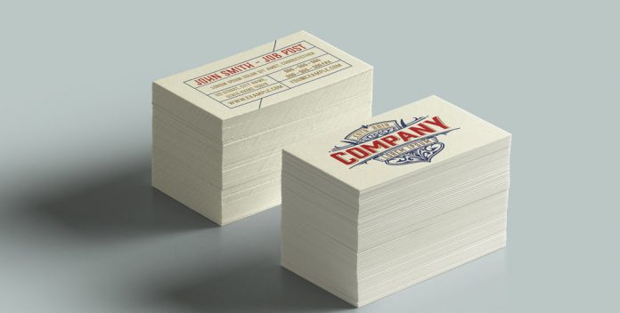 Adobe Illustrator template: vintage business card layout with ornamental decor by Roverto Castillo.