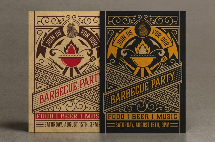 Adobe Illustrator—vintage summer party invitation template by Roverto Castillo.