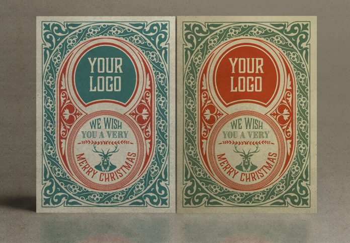 Christmas greeting card template for Adobe Illustrator by Roverto Castillo.