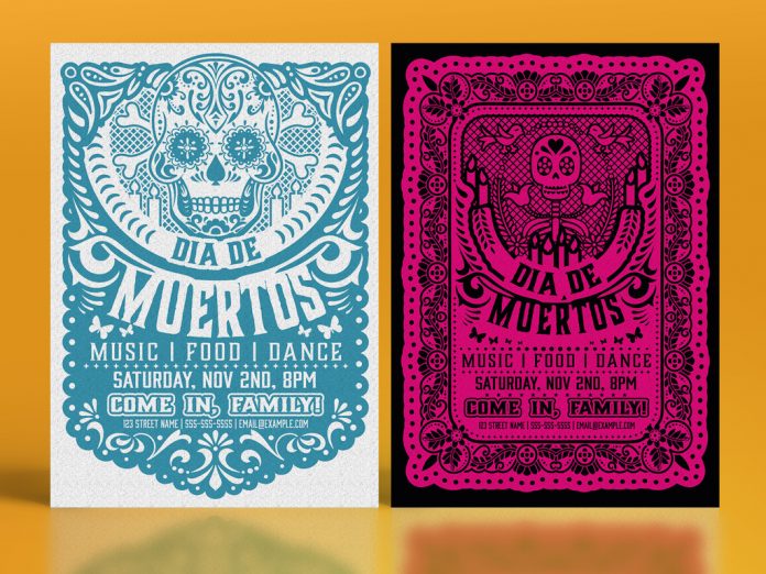 Dia de los Muertos Paper Cutout Flyer Set by Roverto Castillo