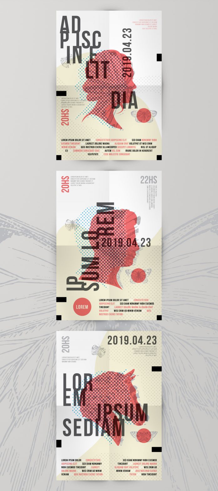Download for free on Adobe Stock: Floral Overprint Effect Flyers Set by Medialoot