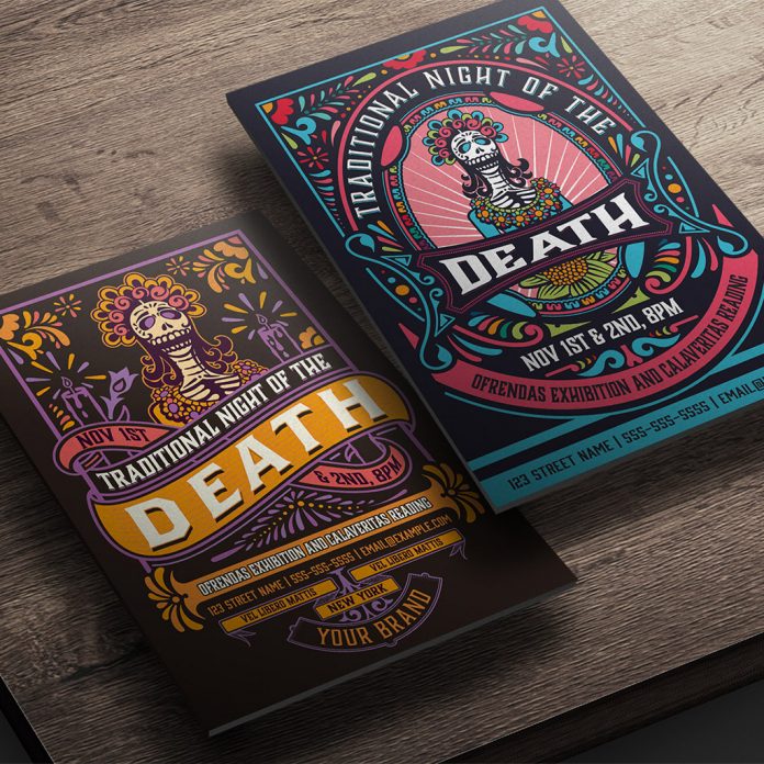 Free Adobe Illustrator template: Halloween Flyer (Mexican style) by Roverto Castillo.