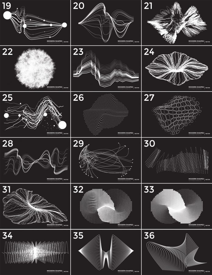 36 technological vector shapes.
