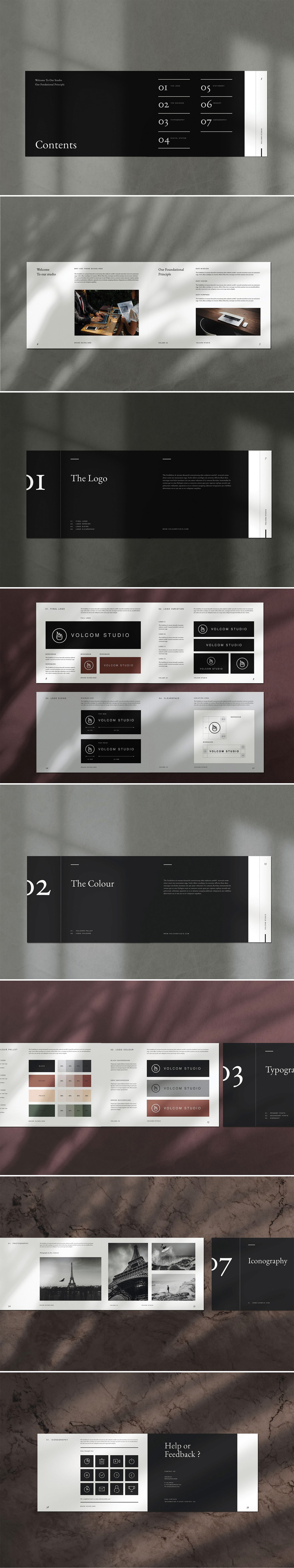 Adobe InDesign brand guidelines template by graphic design studio Occy.