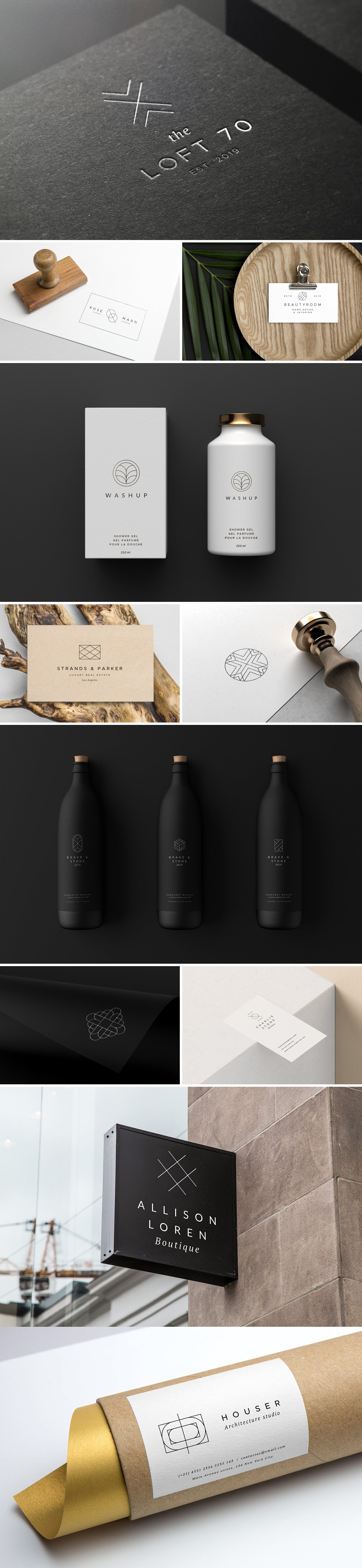 Minimalist geometric logos bundle by Davide Bassu.