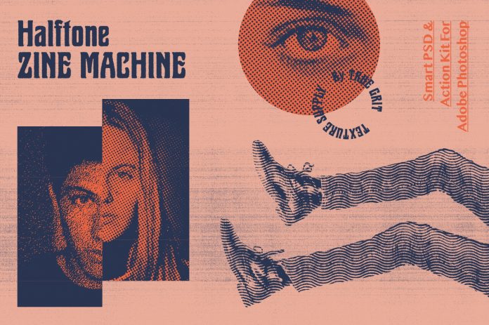 Halftone Zine Machine PSD + Action