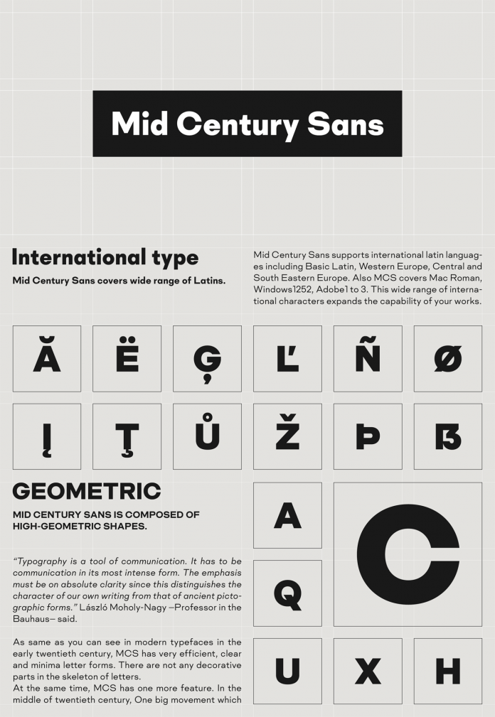 Mid Century Sans font family from Dharma Type.