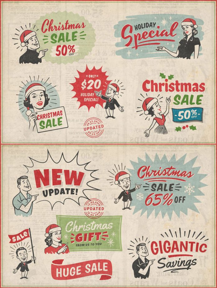 1950s retro style vintage ad templates for Adobe Illustrator and Photoshop created by DISTRICT 62 STUDIO.