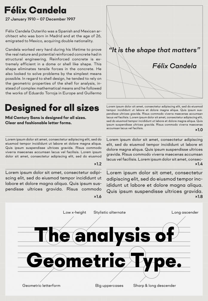 Mid Century Sans font family from Dharma Type.