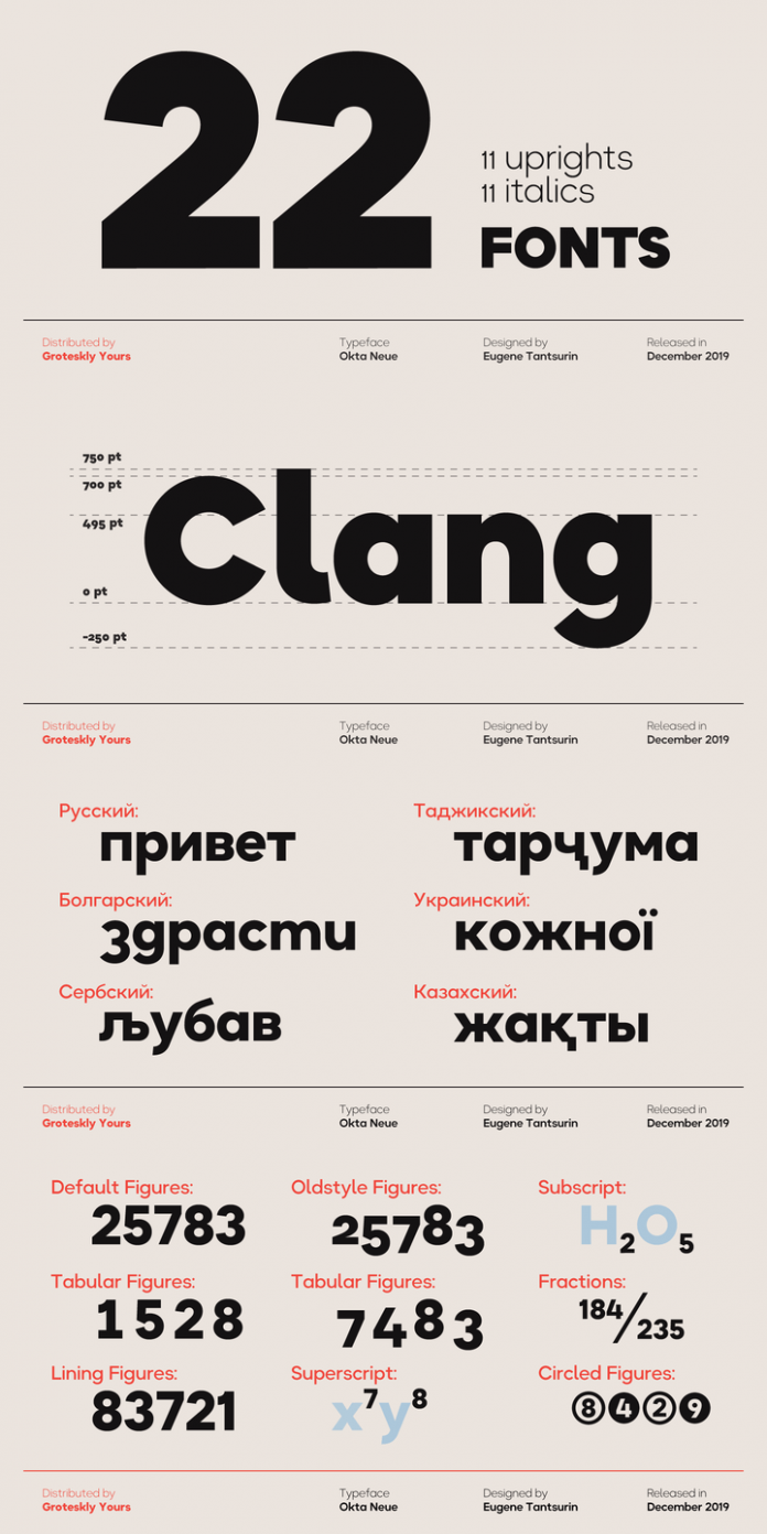 Okta Neue font family by Groteskly Yours.