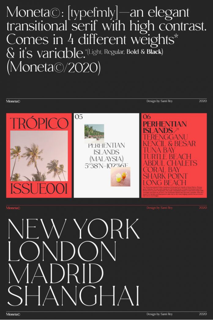 Moneta font family by Santi Rey.
