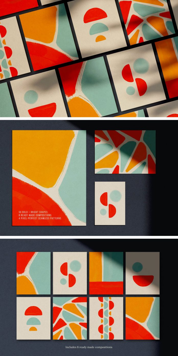 WAVA: bold, abstract, ready-to-use watercolor shapes by Delightful Design.