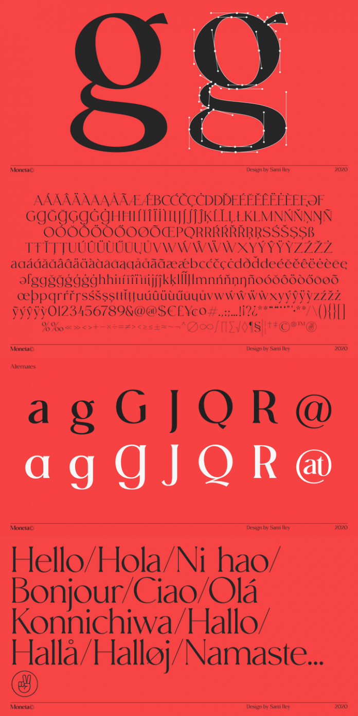 Moneta font family by Santi Rey.