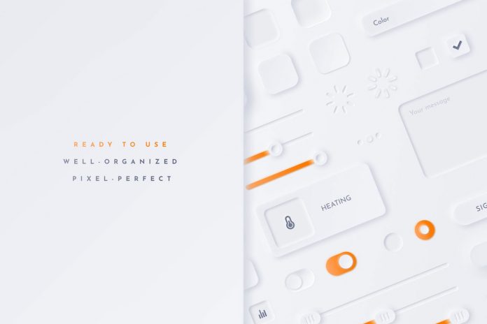 Neumorphic Soft UI Kit for Adobe Photoshop and Sketch.