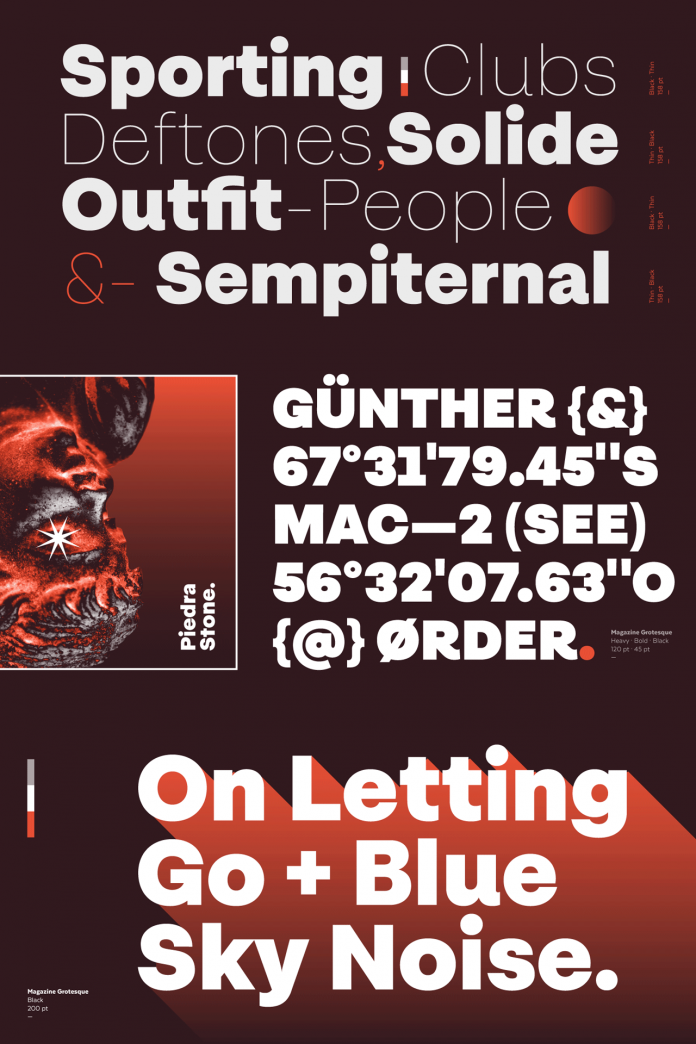 Magazine Grotesque font family by Latinotype.